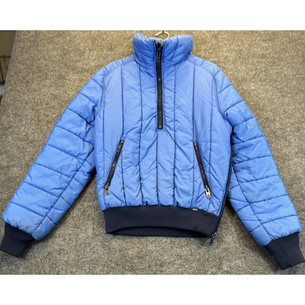 Vintage SERAC Men's Size 40 (M) Blue Puffer Ski Jacket USA Made Half Zip Retro